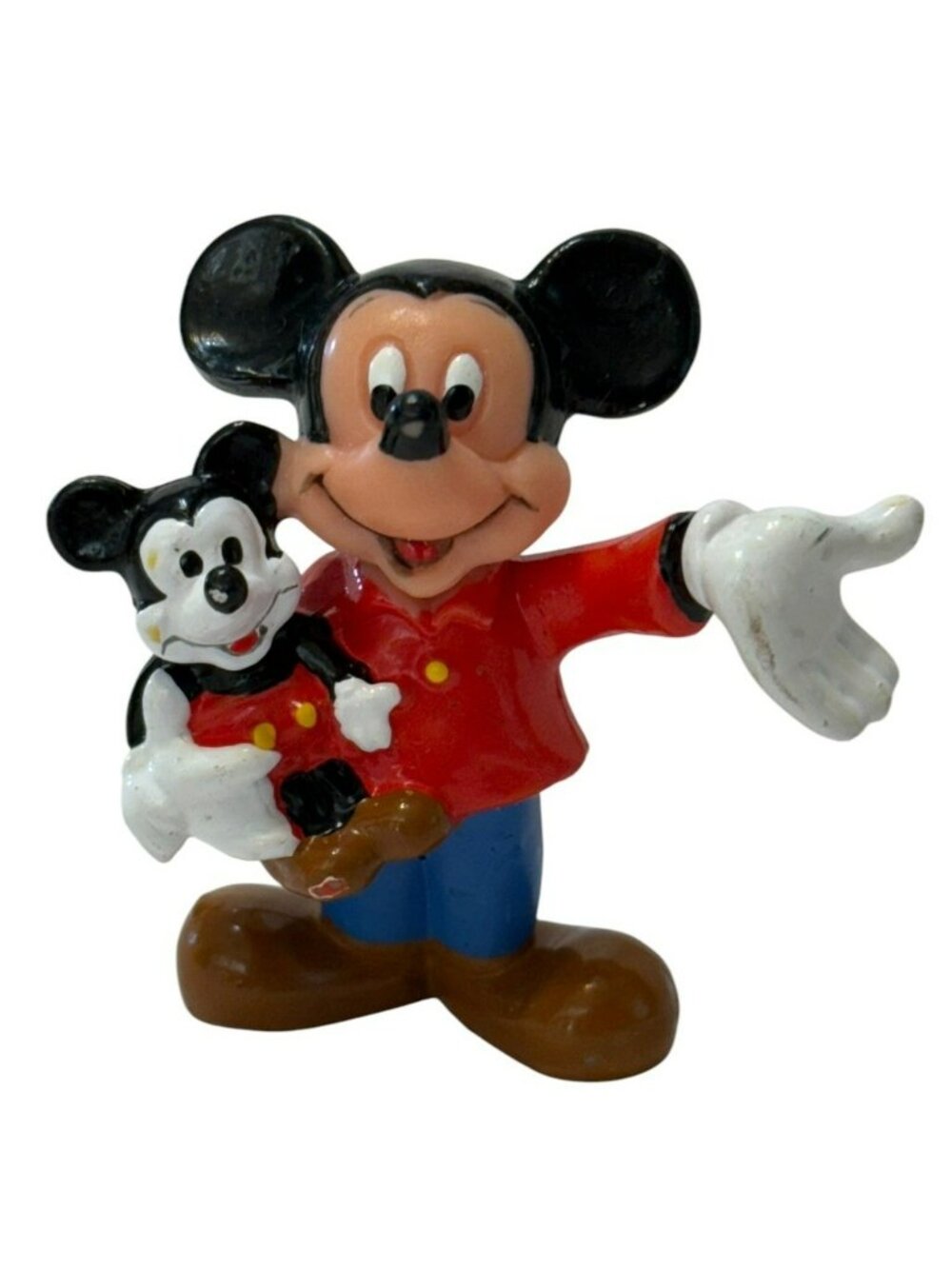 Vintage Mickey Mouse 2" PVC Figurine Holding Doll Applause Cake Topper Figure
